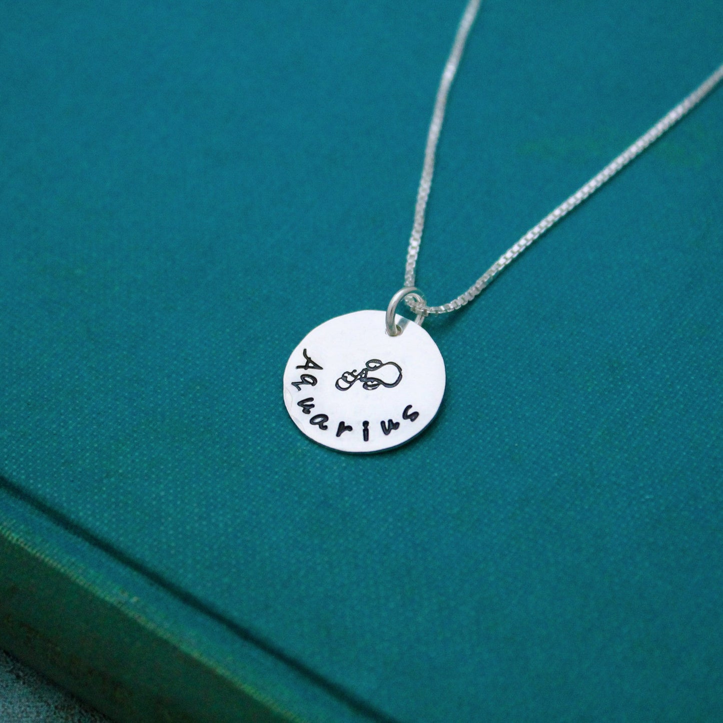 Aquarius Zodiac Necklace, Sterling Silver Aquarius Zodiac Necklace, Cute Boho Gift, Aquarius Birthday Jewelry, Zodiac Sign Birthday Gift