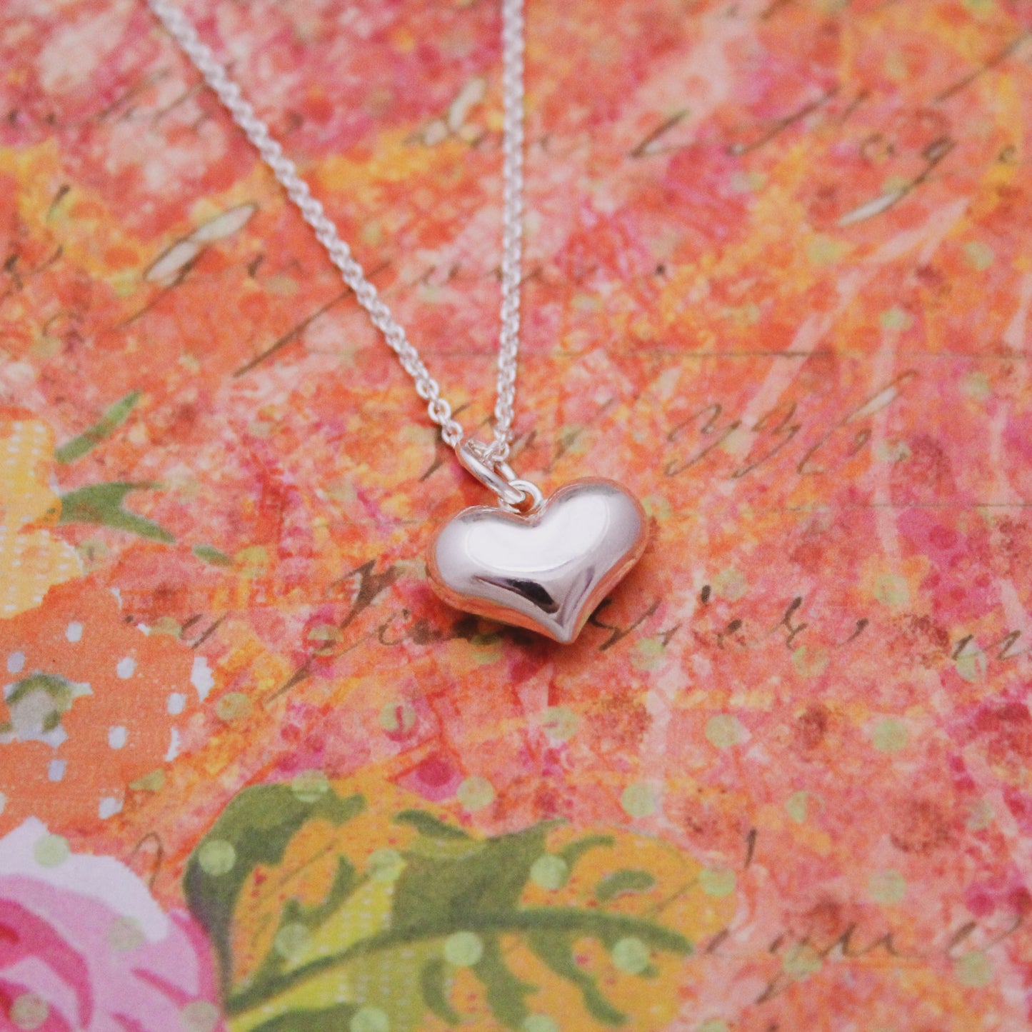 Dainty Puffy Heart Necklace, Heart Charm Necklace, Simple Heart Necklace, Valentine's Day Gift, Gift for Her, Cute Valentine's Jewelry