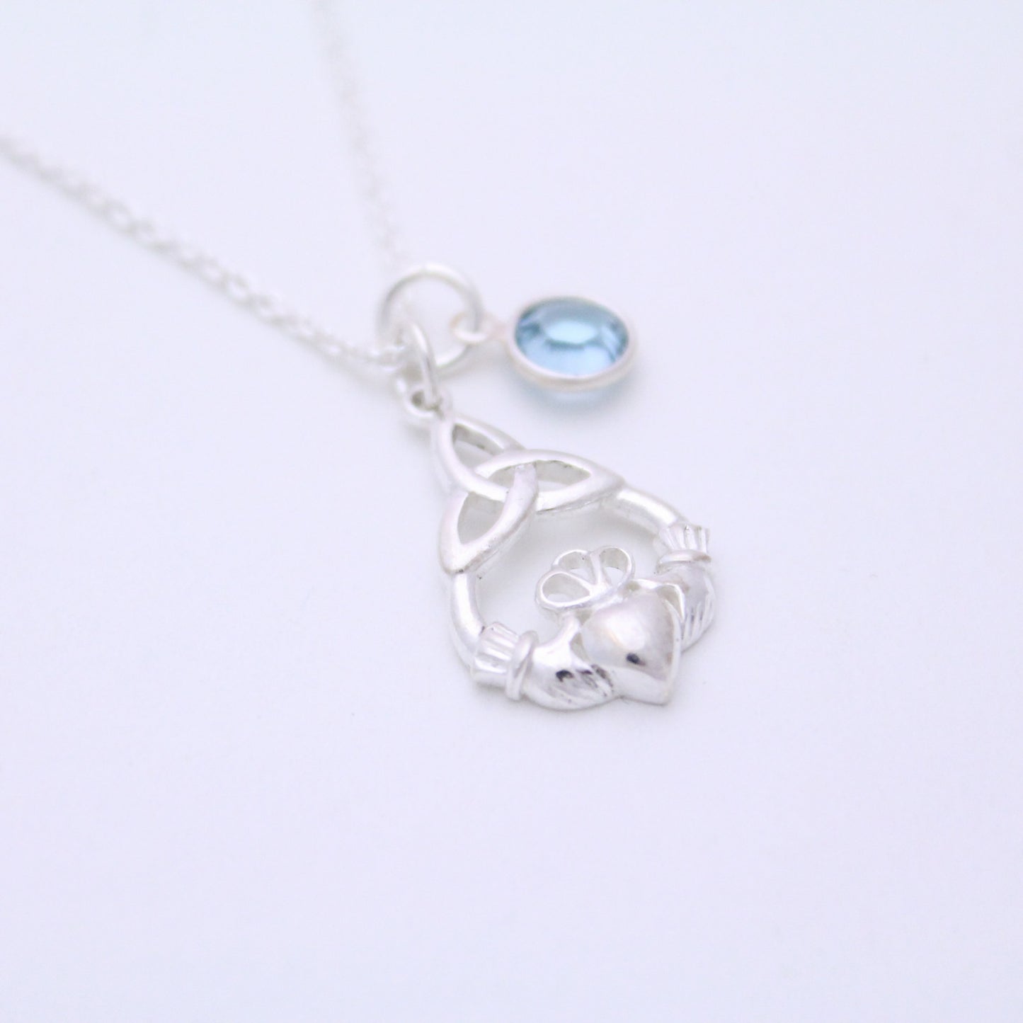 Claddagh Birthstone Necklace, Claddagh Gift, Claddagh Irish Necklace, Celtic Jewelry, Best Friend, Anniversary Necklace, Claddagh Necklace