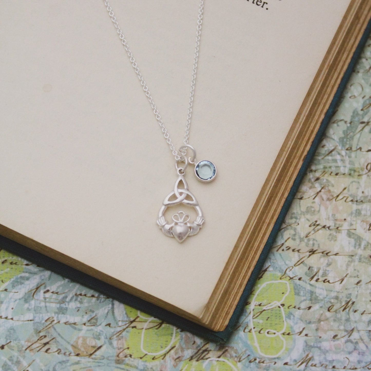 Claddagh Birthstone Necklace, Claddagh Gift, Claddagh Irish Necklace, Celtic Jewelry, Best Friend, Anniversary Necklace, Claddagh Necklace