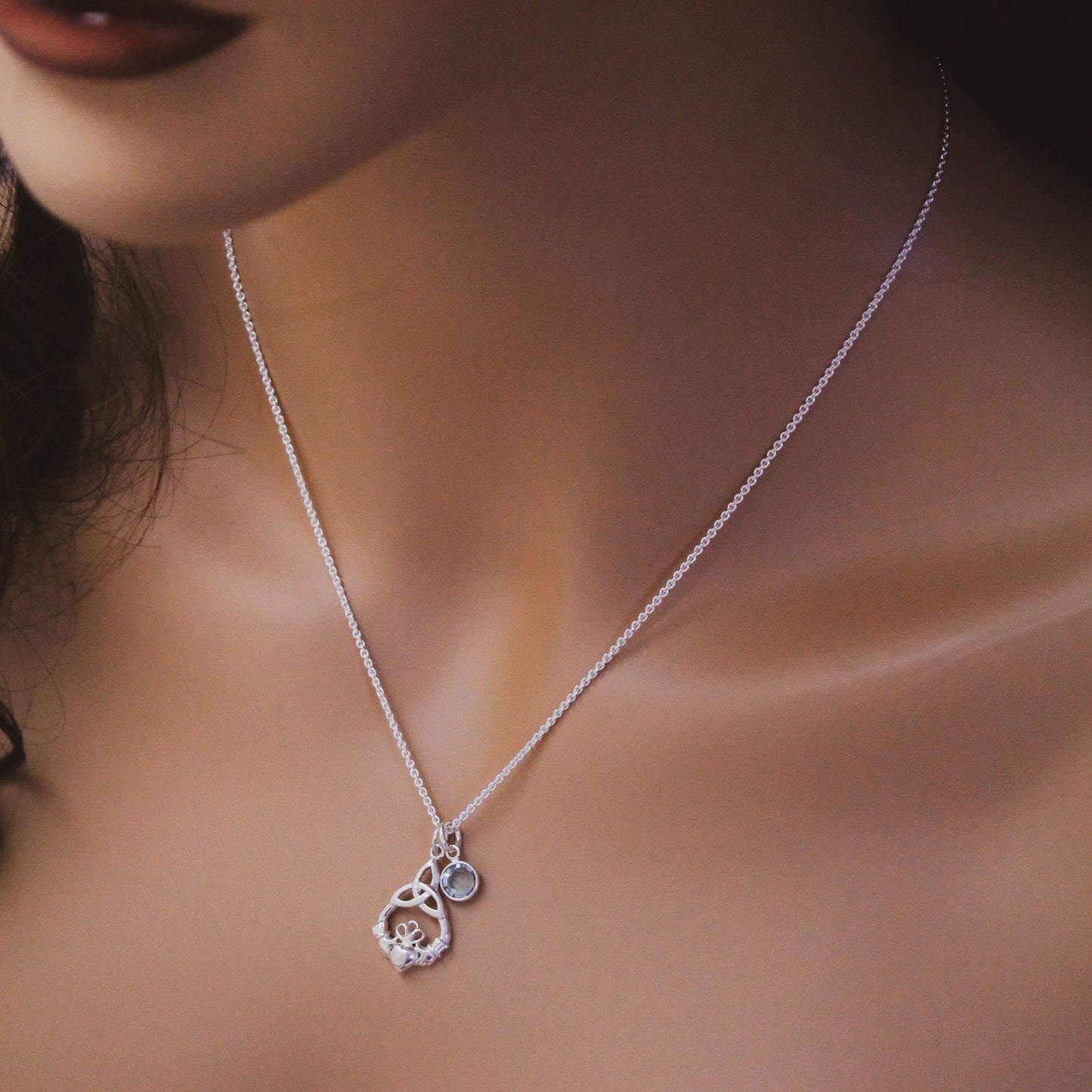 Claddagh Birthstone Necklace, Claddagh Gift, Claddagh Irish Necklace, Celtic Jewelry, Best Friend, Anniversary Necklace, Claddagh Necklace