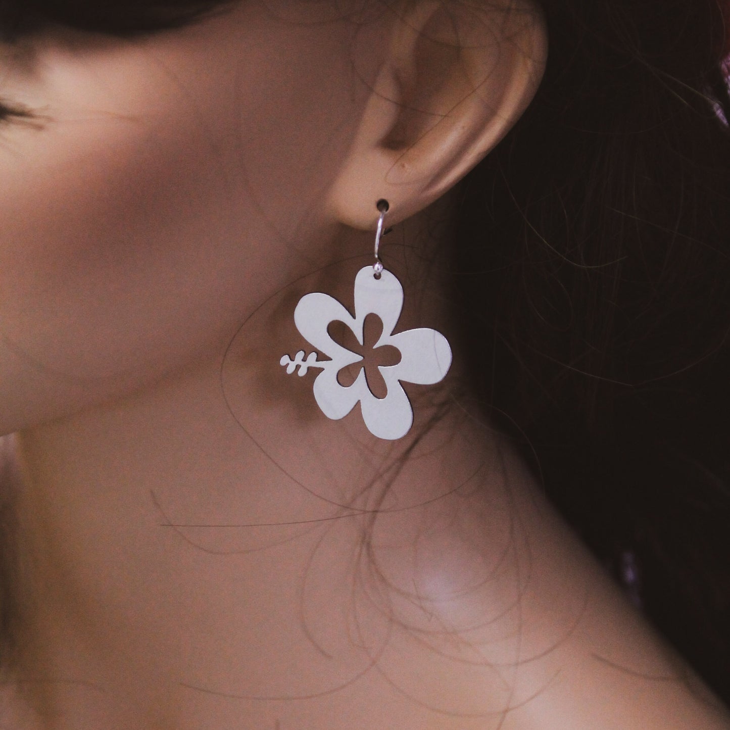 Cute Tropical Flower Earrings, Aluminum Hibiscus Flower Earrings, Cute Flower Jewelry, Plumeria Earrings, Mother's Day Gift, Gifts for Her