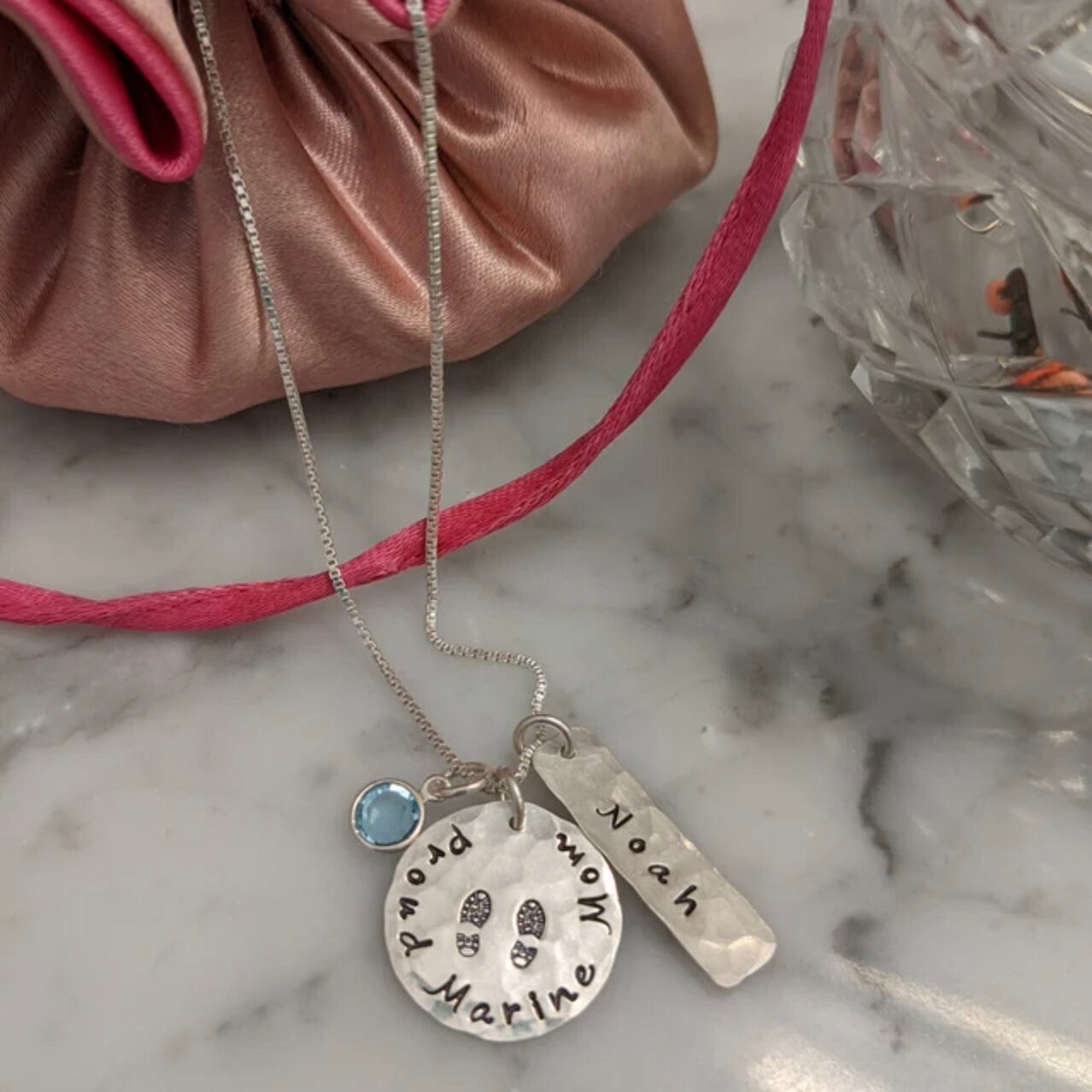 Proud Marine Mom Necklace, Marine Mom Jewelry, Marine Mom Gift, Marines Wife Jewelry, Marine Deployment, Personalized Marine Mom Necklace