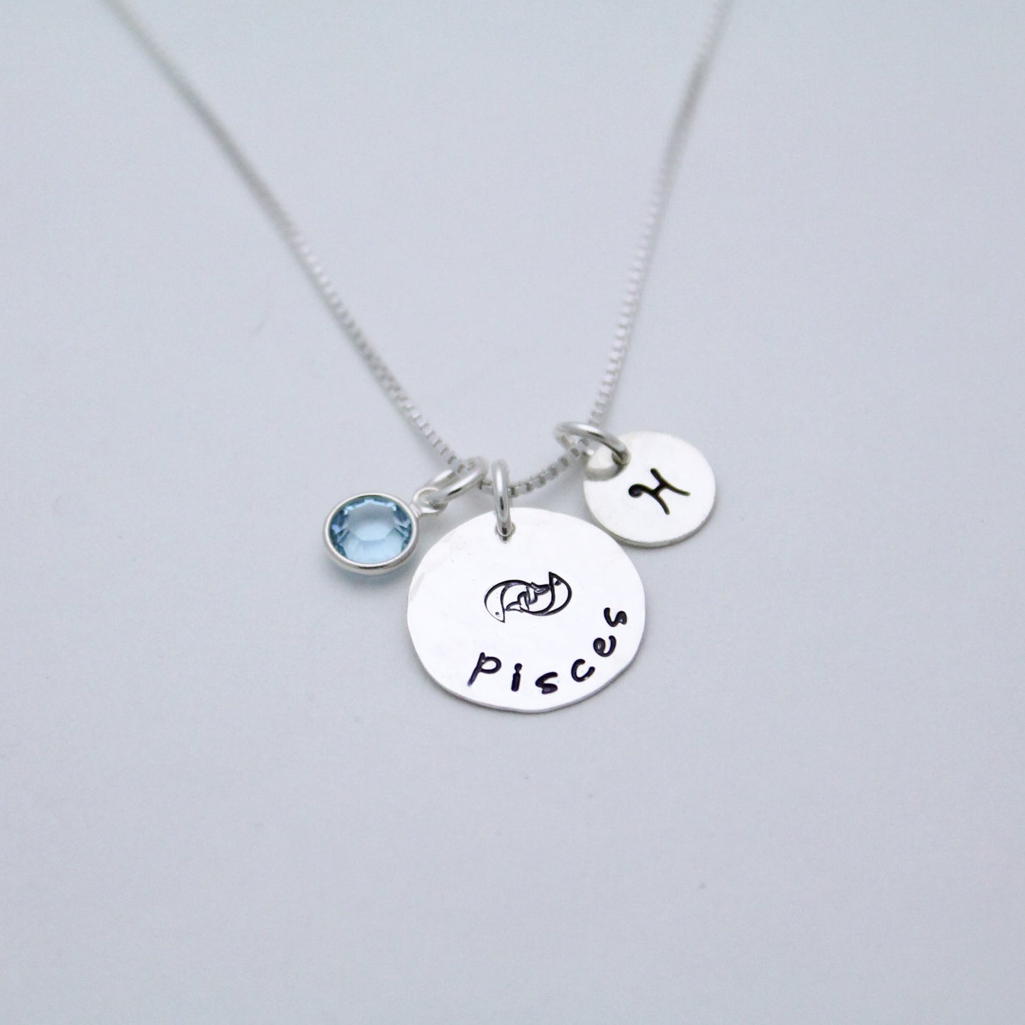 Pisces Zodiac Necklace - Sterling Silver Pisces Zodiac Necklace - Pisces Birthday Jewelry - Astrological Sign Birthday Gift