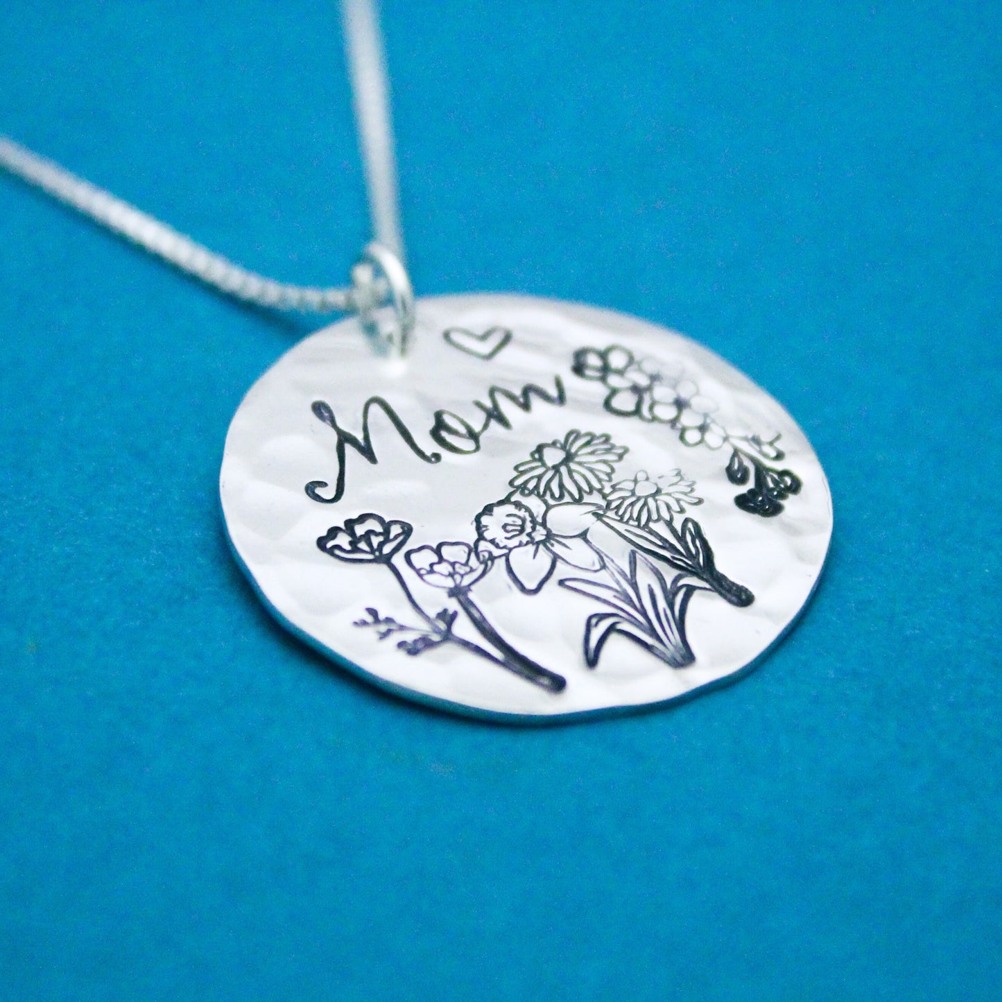 Birth Month Flower Necklace for Mom, Sterling Silver Birth Flower Garden Necklace, Birthday Gift, Flower Jewelry, Mother's Day Garden Gift