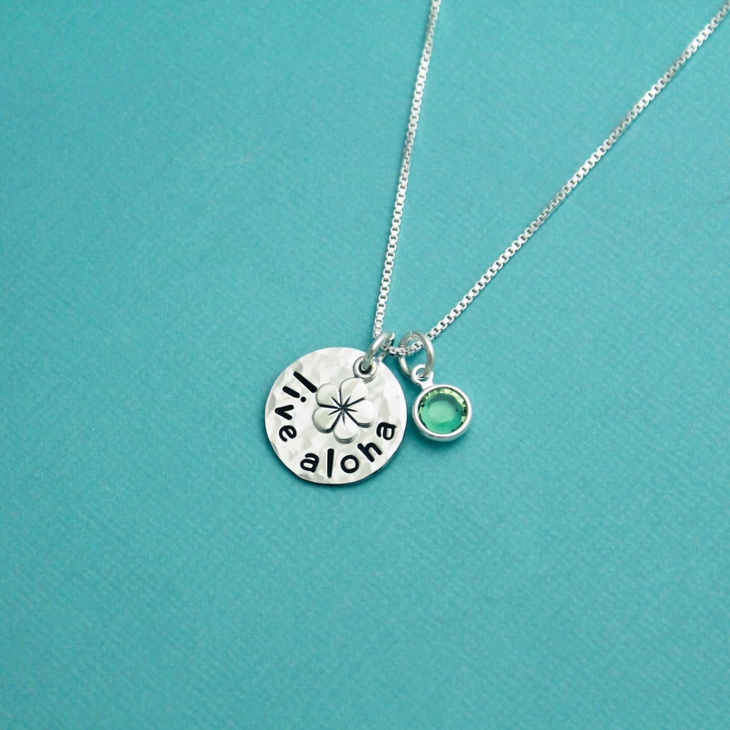 Live Aloha Necklace Aloha Hawaiian Plumeria Jewelry Personalized Hand Stamped Sterling Silver Necklace