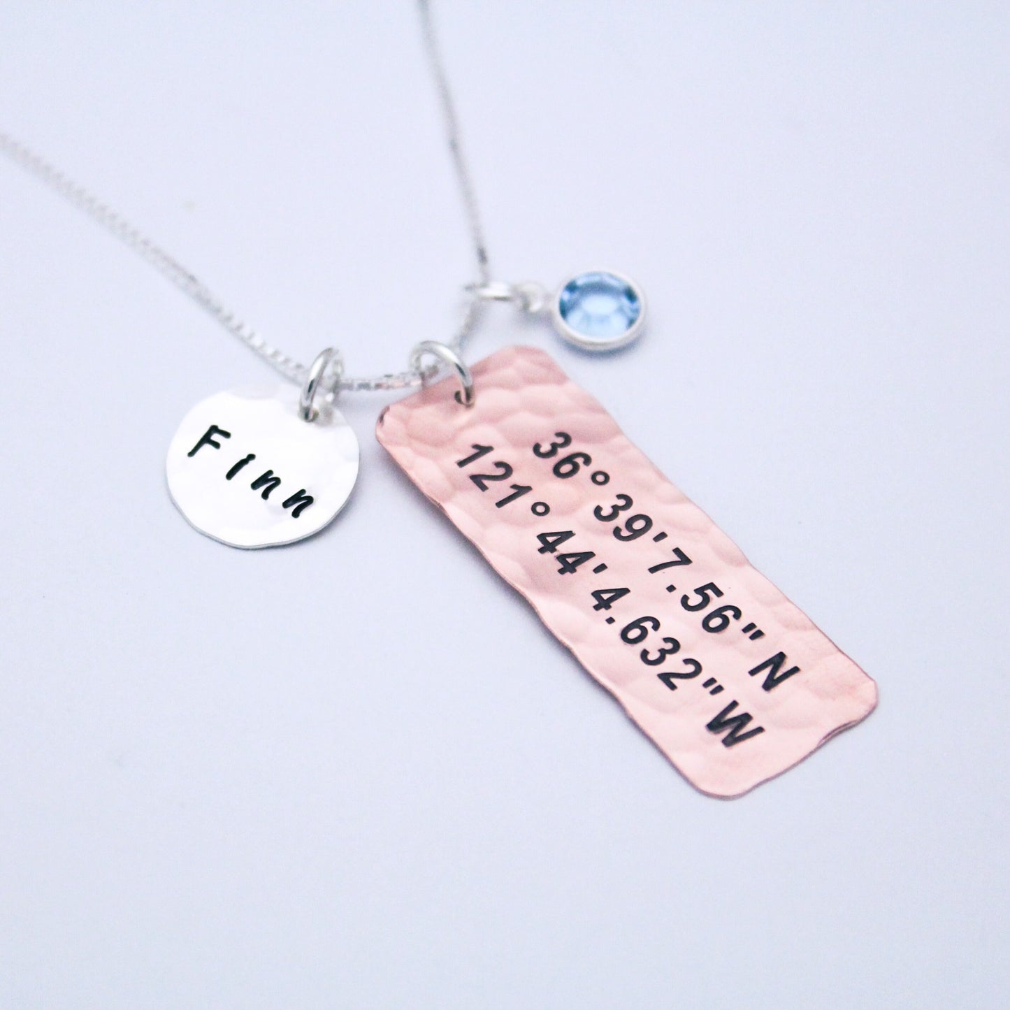 CHART your Special Place Latitude and Longitude Personalized Copper, Silver, or Brass Coordinates Necklace Hand Stamped Jewelry