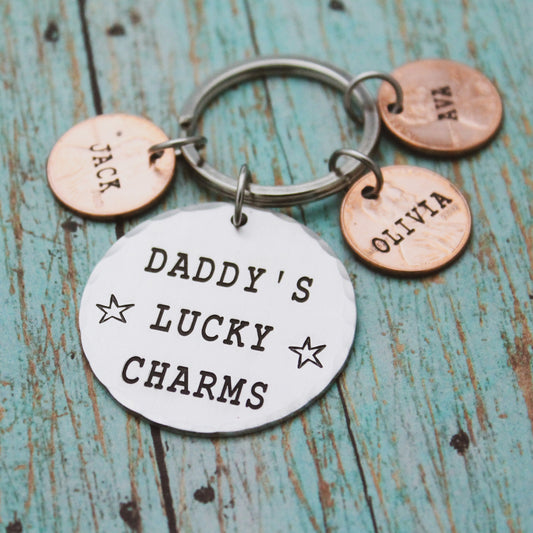 Daddy's Lucky Charms Keychain, Lucky Grandpa Keychain, Father's Day Gift, Gift for Him, Lucky Keychain, Grandfather Gift, Lucky Husband Gift