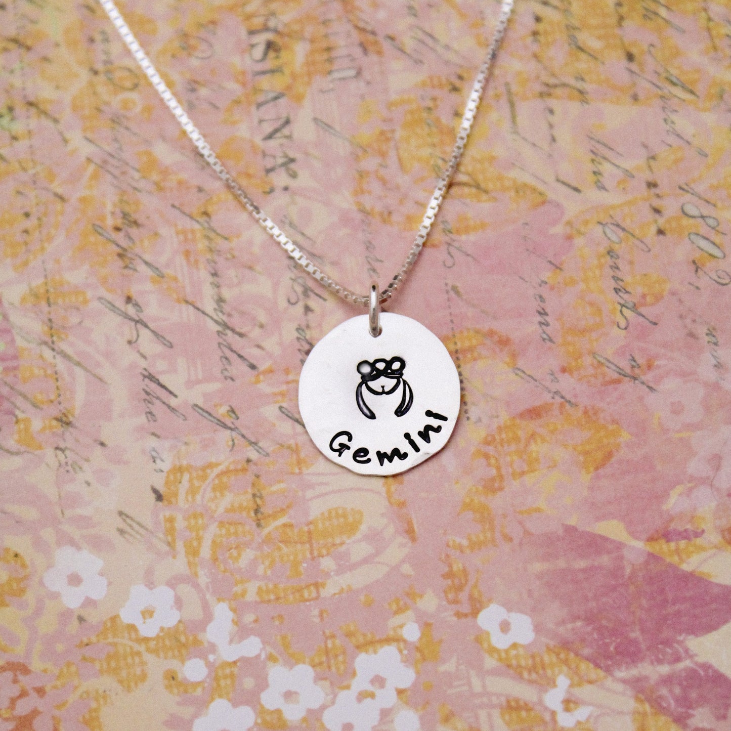 Gemini Zodiac Necklace, Sterling Silver Gemini Zodiac Necklace, Cute Boho Gift, Gemini Birthday Jewelry, Zodiac Sign Birthday Gift for Her