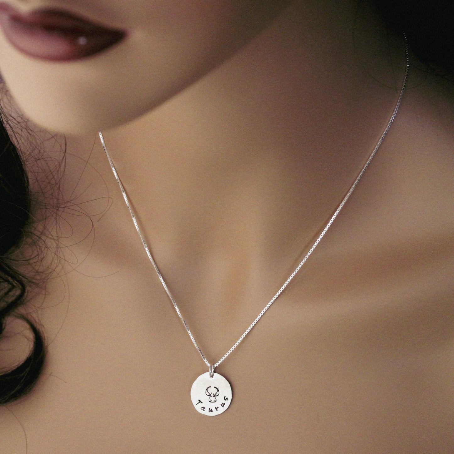 Taurus Zodiac Necklace, Sterling Silver Taurus Zodiac Necklace, Cute Boho Gift, Taurus Birthday Jewelry, Zodiac Sign Birthday Gift for Her