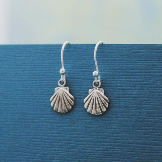 Cute Sea Shell Earrings, Sterling Silver Shell Beach Jewelry, Sea Shell Jewelry, Sterling Silver Sea Shell Shore Jewelry Gift, Gifts for Her