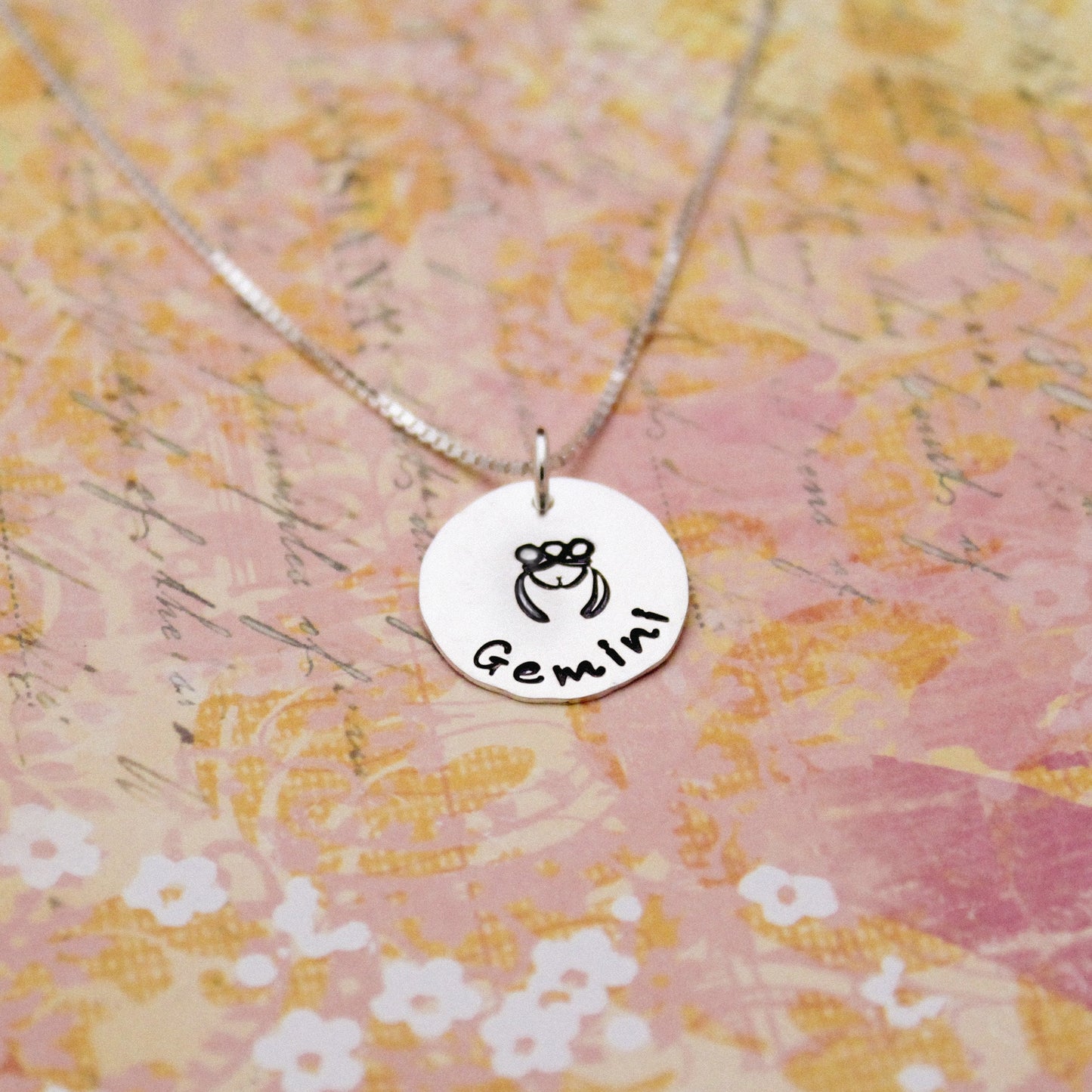 Gemini Zodiac Necklace, Sterling Silver Gemini Zodiac Necklace, Cute Boho Gift, Gemini Birthday Jewelry, Zodiac Sign Birthday Gift for Her