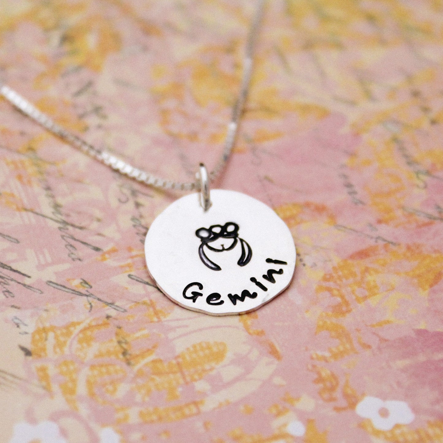 Gemini Zodiac Necklace, Sterling Silver Gemini Zodiac Necklace, Cute Boho Gift, Gemini Birthday Jewelry, Zodiac Sign Birthday Gift for Her