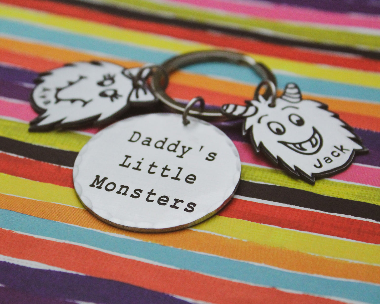 Daddy's Little Monsters Keychain, Monster Keychain, Father's Day Gift, Gift for Him, Dad's Monsters Keychain, Grandfather Gift, Monster Gift