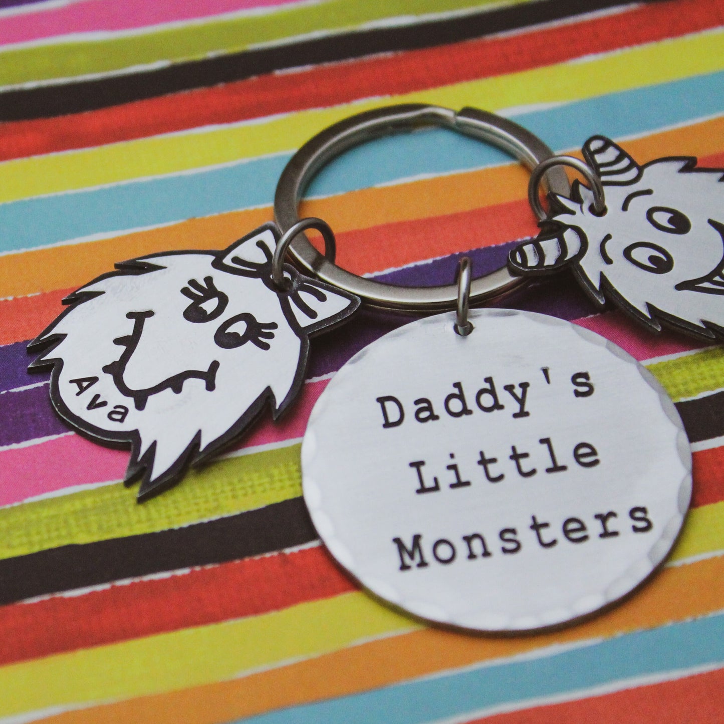 Daddy's Little Monsters Keychain, Monster Keychain, Father's Day Gift, Gift for Him, Dad's Monsters Keychain, Grandfather Gift, Monster Gift