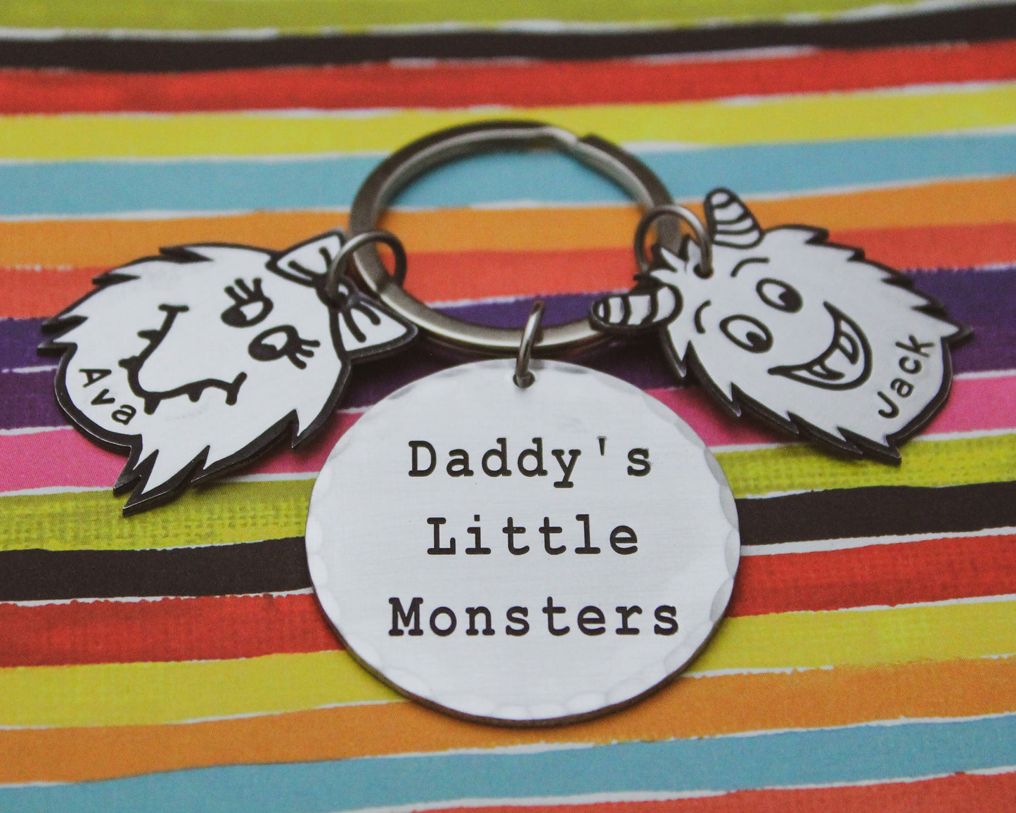 Daddy's Little Monsters Keychain, Monster Keychain, Father's Day Gift, Gift for Him, Dad's Monsters Keychain, Grandfather Gift, Monster Gift