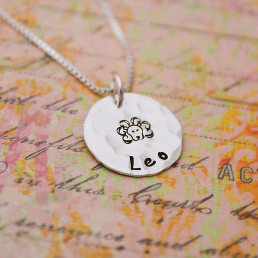 Leo Zodiac Necklace, Sterling Silver Leo Zodiac Necklace, Cute Boho Gift, Fun Leo Lion Birthday Jewelry, Zodiac Sign Birthday Gift for Her
