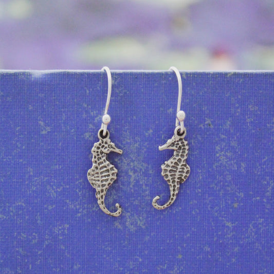 Cute Seahorse Earrings, Sterling Silver Seahorse Beach Jewelry, Marine Life Jewelry, Sterling Silver Shore Jewelry Gift, Gifts for Her