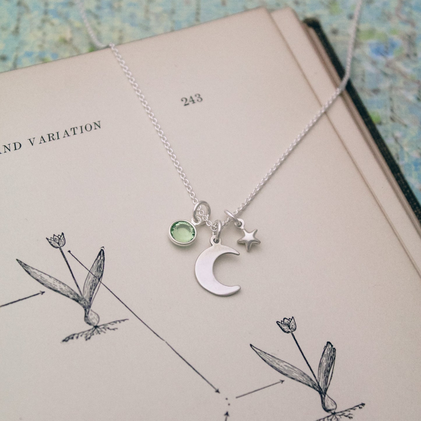 Sterling Silver Moon & Star Celestial Necklace, Crescent Moon Star Necklace, Silver Moon And Stars Necklace, Gift for Her, Celestial Jewelry