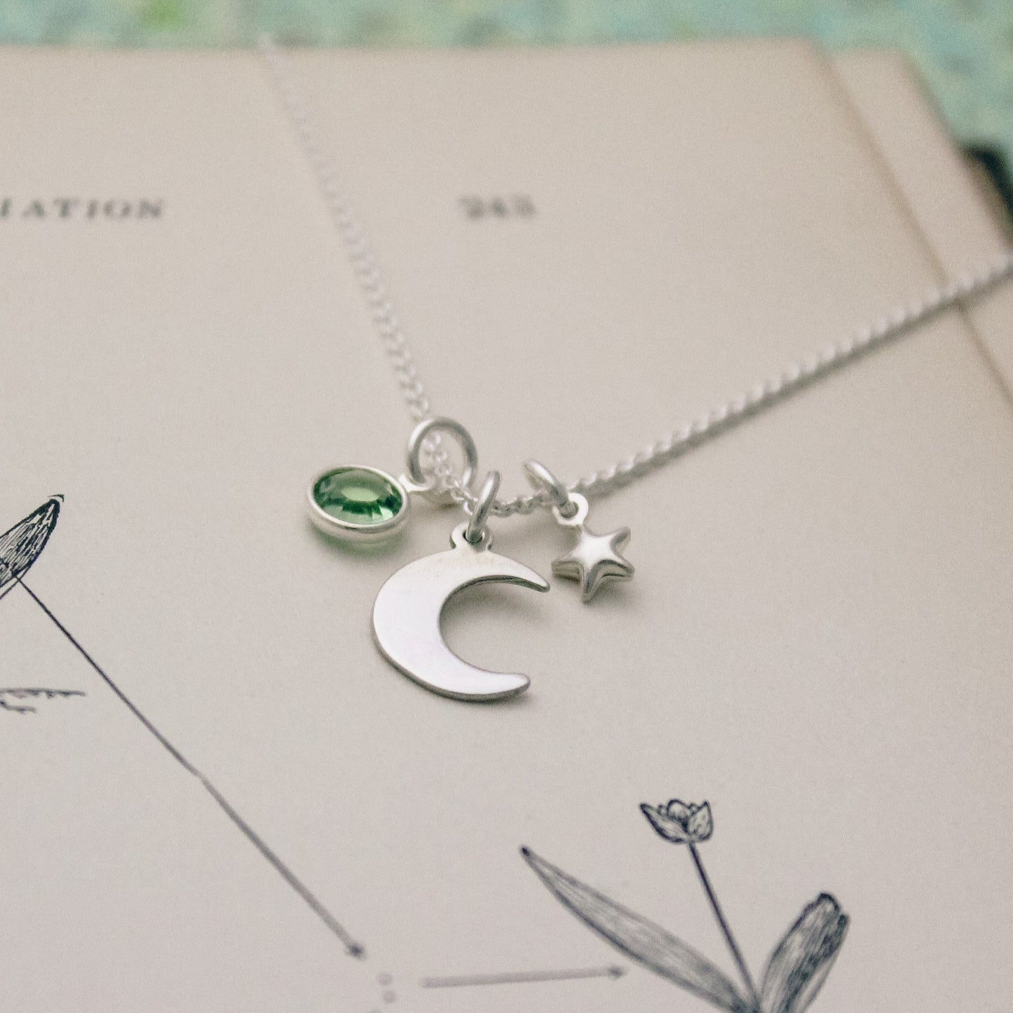 Sterling Silver Moon & Star Celestial Necklace, Crescent Moon Star Necklace, Silver Moon And Stars Necklace, Gift for Her, Celestial Jewelry