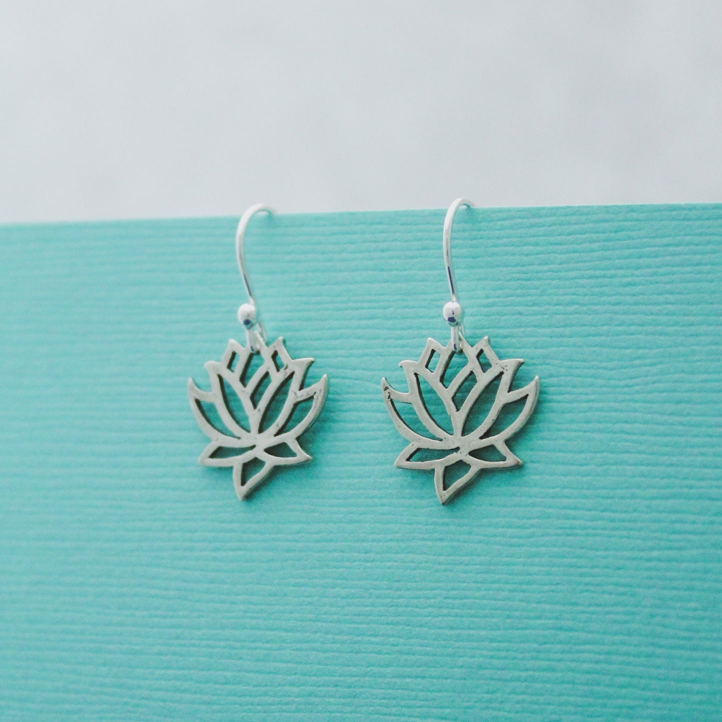 LOTUS Sterling Silver Earrings, Lotus Flower Jewelry, Lotus Namaste Boho Earrings, Yoga Jewelry Zen Breathe Unique Gift for Her, Birthday