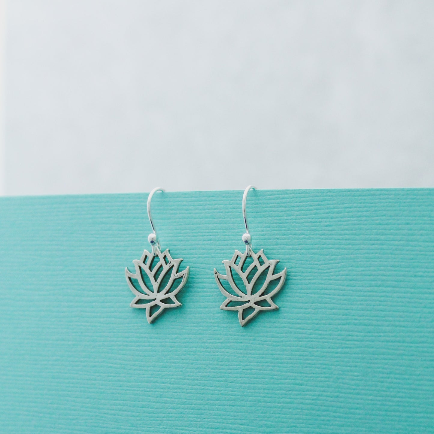 LOTUS Sterling Silver Earrings, Lotus Flower Jewelry, Lotus Namaste Boho Earrings, Yoga Jewelry Zen Breathe Unique Gift for Her, Birthday