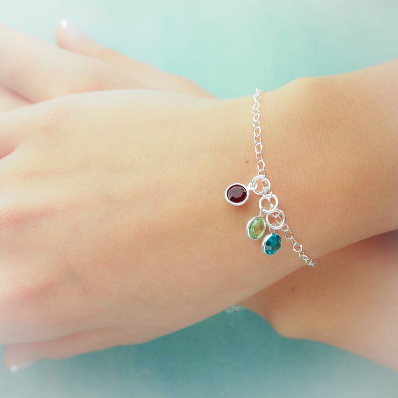 Sterling Silver Personalized Birthstone Bracelet