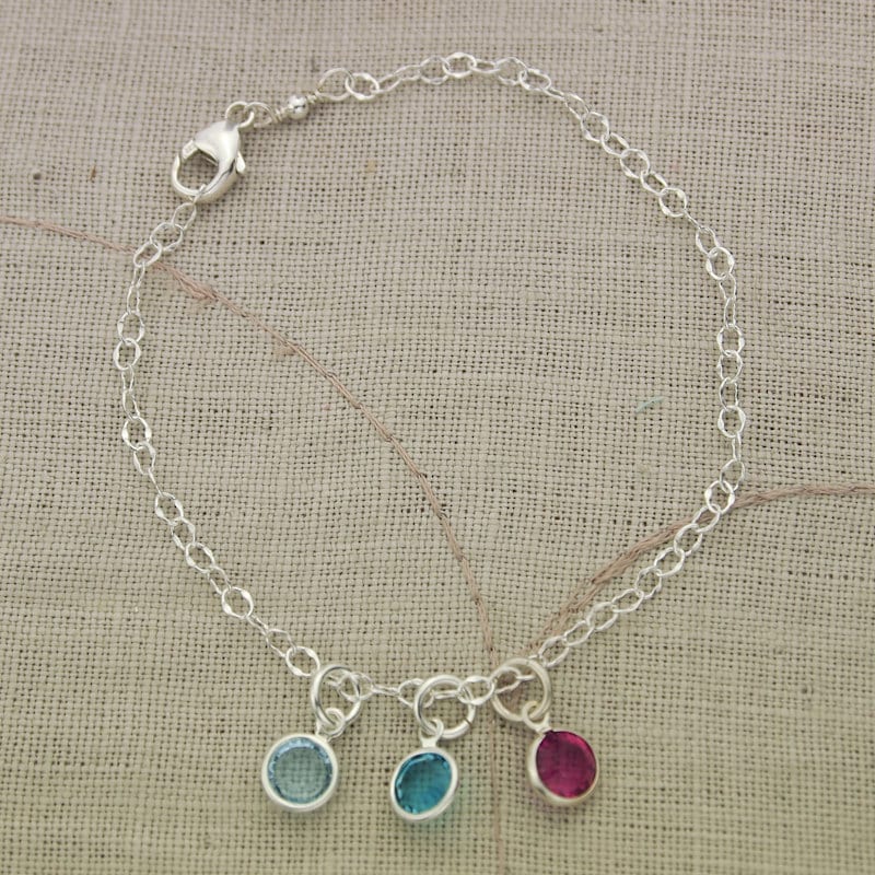 Personalized Birthstone Anklet, Crystal Birthstone Anklet, Mom Anklet with Children's Birthstones, Mother's Anklet, Mother's Day Gift