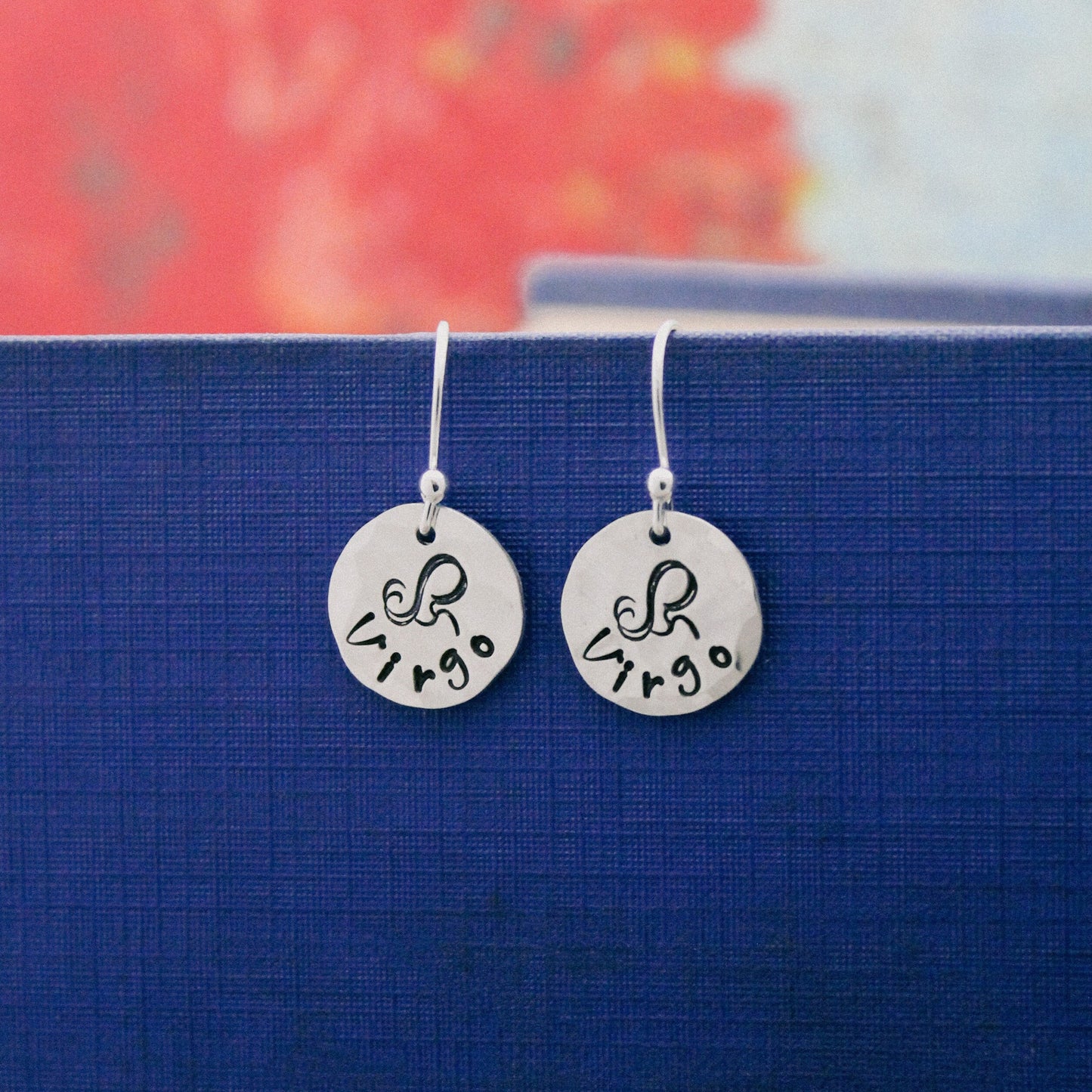 Virgo Sterling Silver Earrings, Virgo Zodiac Sign Jewelry, Hand Stamped Witchy Earrings, Virgo Zodiac Jewelry Unique Gift for Her, Virgo