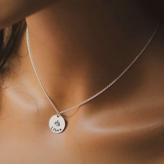 Libra Necklace, Sterling Silver Libra Zodiac Necklace, Cute Boho Gift, Fun Libra Scales Birthday Jewelry, Zodiac Sign Birthday Gift for Her