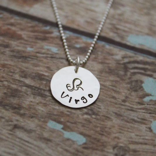 Virgo Zodiac Necklace, Sterling Silver Virgo Zodiac Necklace, Cute Boho Gift, Virgo Birthday Jewelry, Zodiac Sign Birthday Gift, Virgo Gift