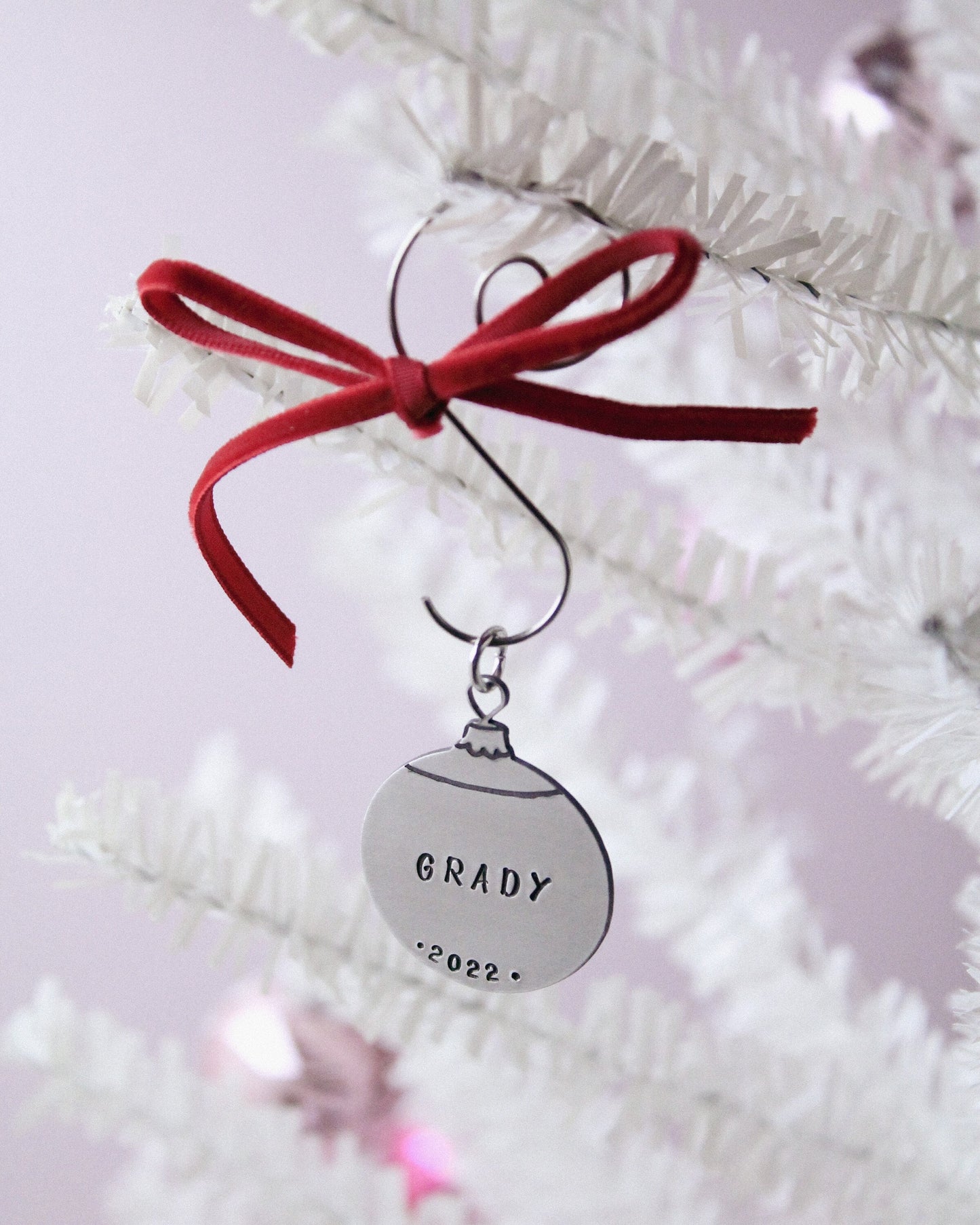 Personalized Custom Christmas Ornament Hand Stamped in Aluminum
