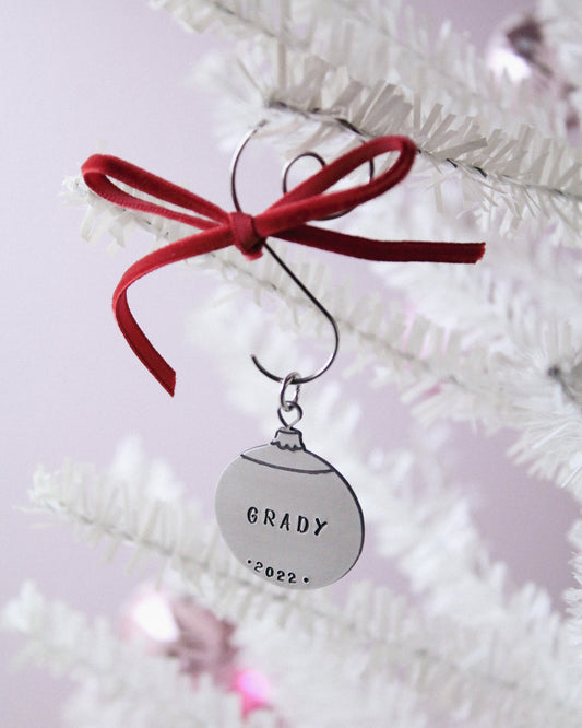 Personalized Custom Christmas Ornament Hand Stamped in Aluminum