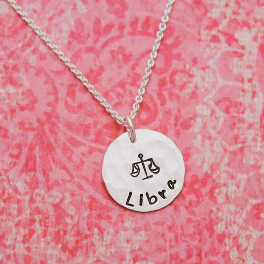 Libra Necklace, Sterling Silver Libra Zodiac Necklace, Cute Boho Gift, Fun Libra Scales Birthday Jewelry, Zodiac Sign Birthday Gift for Her