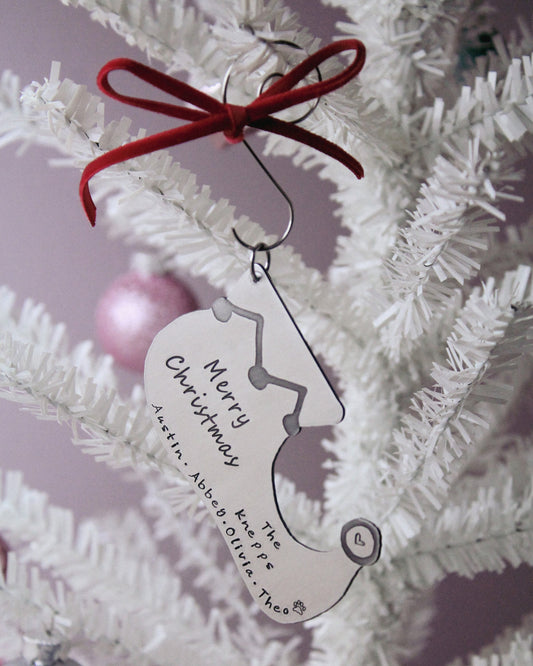 Elf Shoe Christmas Ornament, Personalized Family Christmas Ornament, Custom Ornament, Cute Elf Ornament, Gift Topper, Hand Stamped Ornament