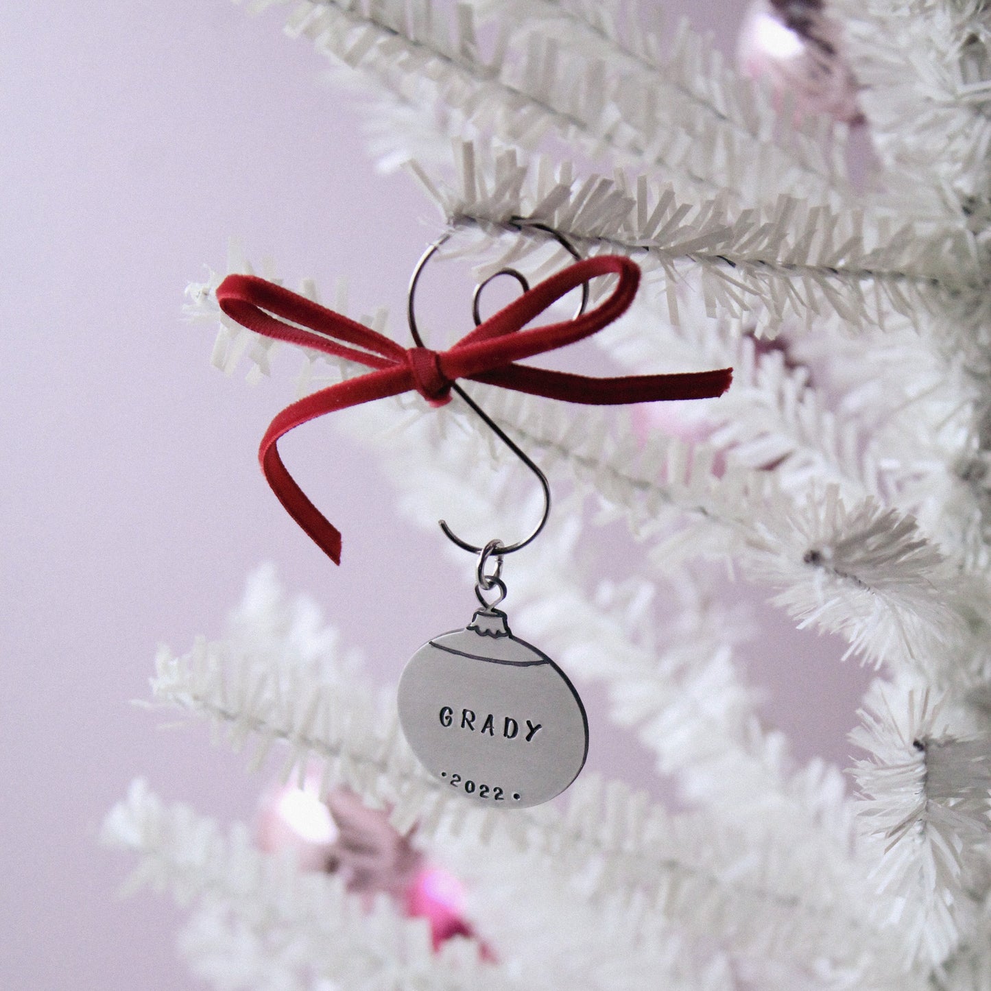 Personalized Custom Christmas Ornament Hand Stamped in Aluminum