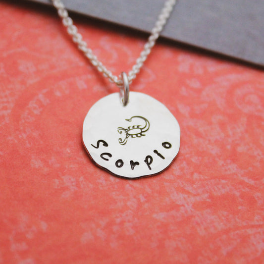Scorpio Zodiac Necklace, Sterling Silver Scorpio Zodiac Necklace, Cute Boho Gift, Scorpio Birthday Jewelry, Zodiac Sign Birthday Gift Her