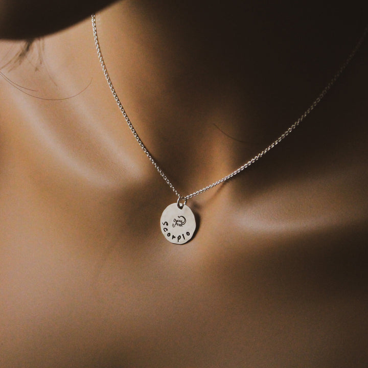 Scorpio Zodiac Necklace, Sterling Silver Scorpio Zodiac Necklace, Cute Boho Gift, Scorpio Birthday Jewelry, Zodiac Sign Birthday Gift Her