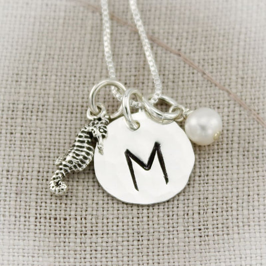 Choose Your Charm Dainty Sterling Silver Initial Monogram Necklace  and Personalized Initial Hand Stamped Jewelry