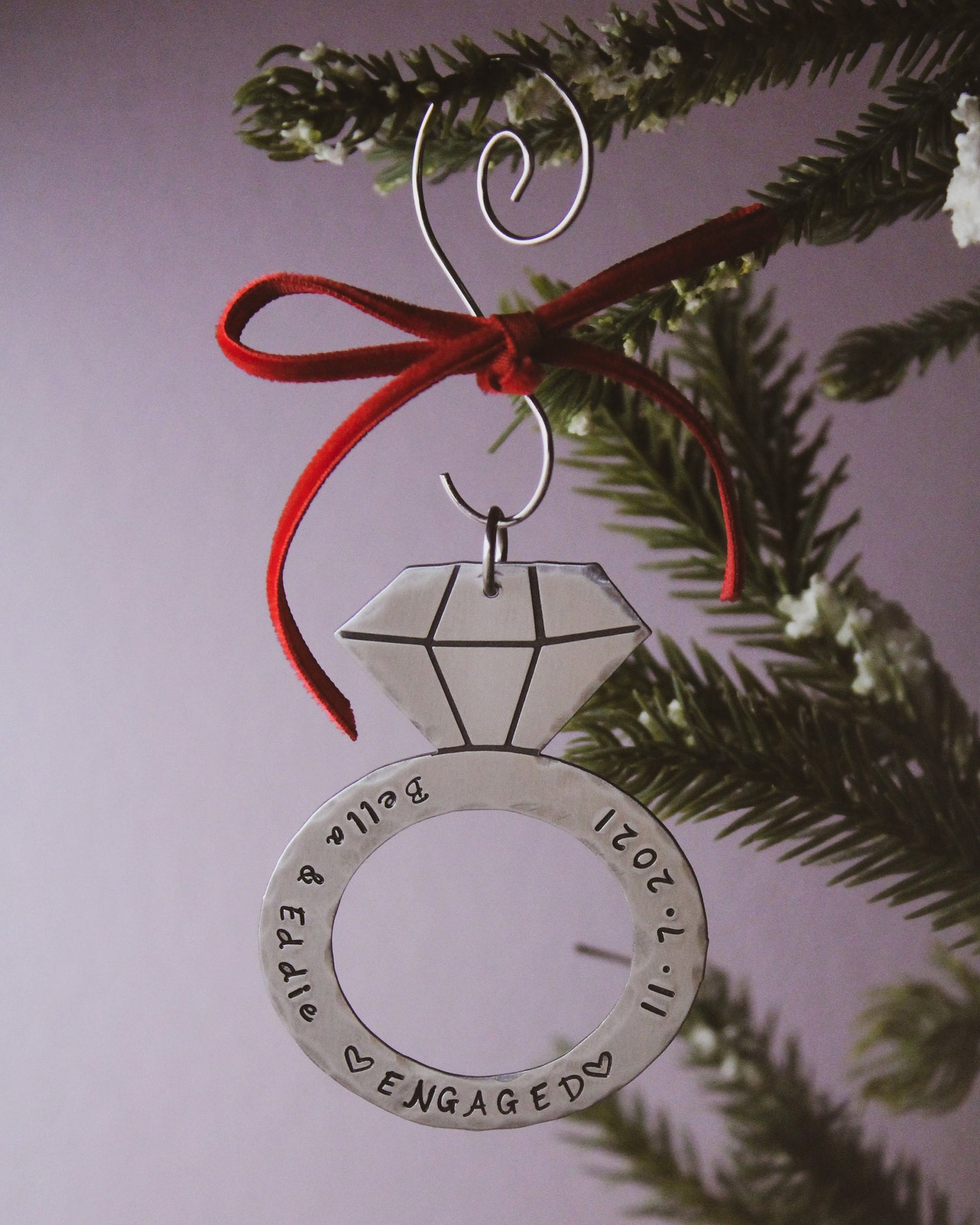 Personalized Engagement Ornament, Couples Christmas Ornament, Custom Christmas Gift, Just Engaged Gift, Engagement Ornament, Hand Stamped