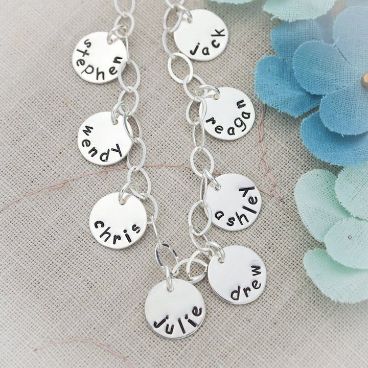 Personalized Charm Bracelet for Mom Grandma, Mommy Charm Bracelet, Grandmom Charm Bracelet, Mother's Day Gifts, Hand Stamped Personalized