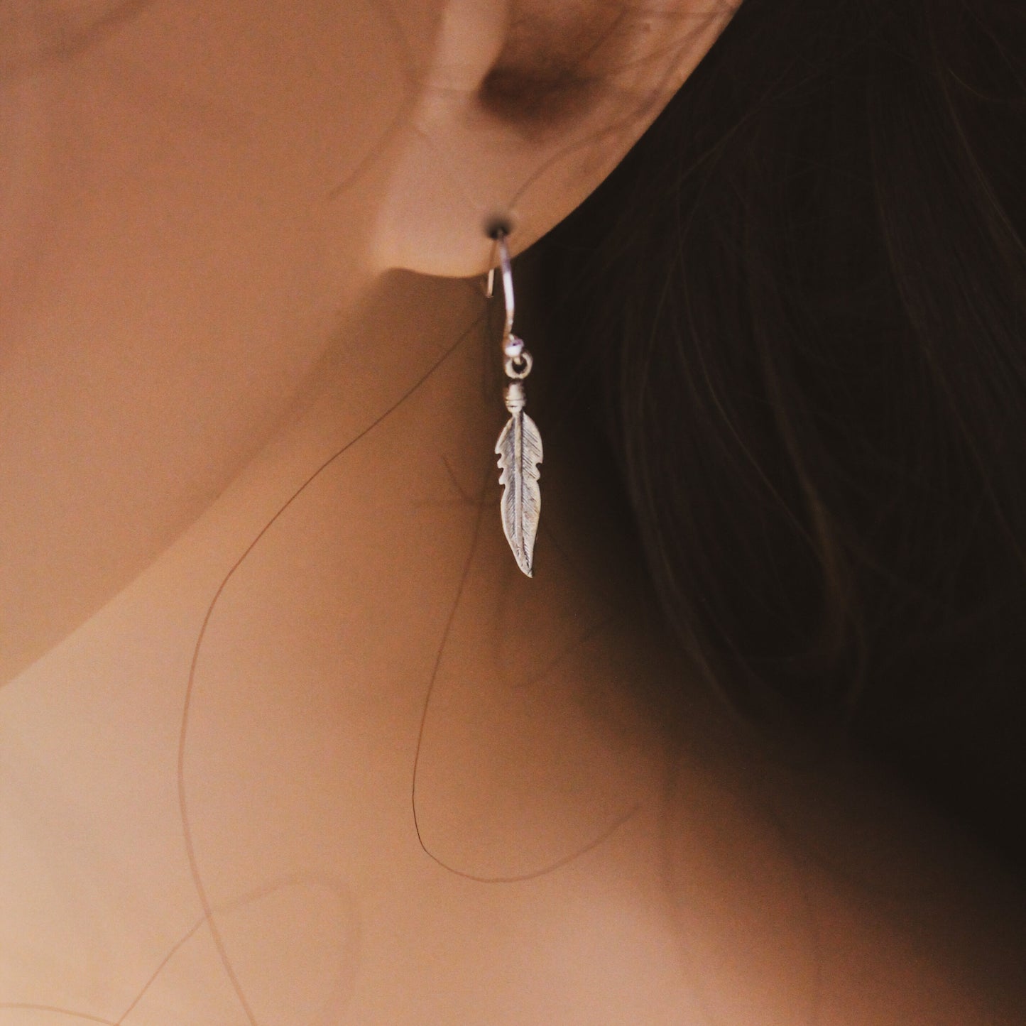 Cute Boho Feather Earrings, Sterling Silver Feather Bohemian Jewelry, Feather Jewelry, Sterling Silver Feather Jewelry Gift, Gifts for Her