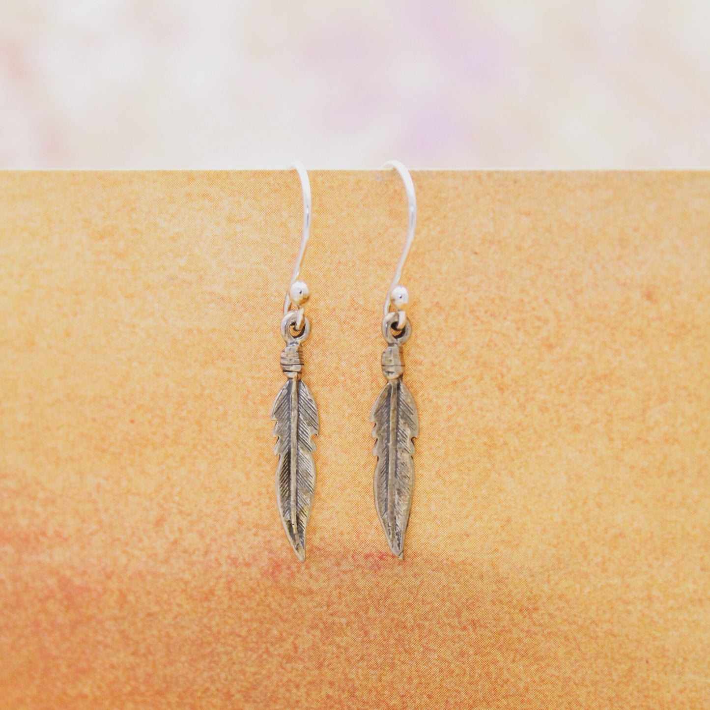 Cute Boho Feather Earrings, Sterling Silver Feather Bohemian Jewelry, Feather Jewelry, Sterling Silver Feather Jewelry Gift, Gifts for Her