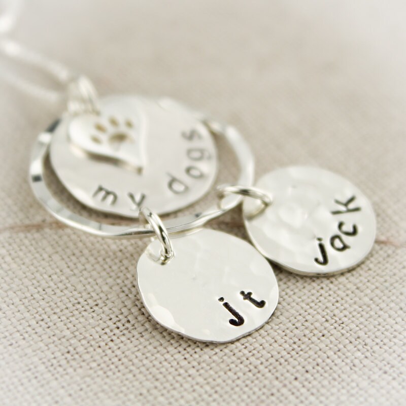 My Dogs Necklace, Dog Necklace, Gift for Dog Lovers, Dog Lovers Jewelry, Sterling Silver Personalized Necklace Hand Stamped Jewelry