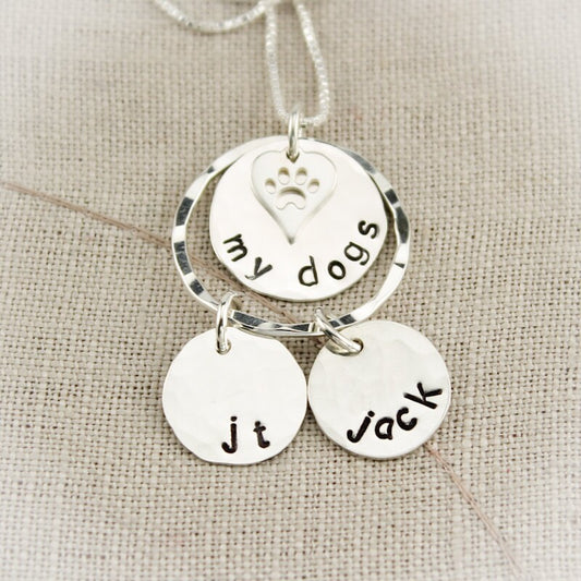 My Dogs Necklace, Dog Necklace, Gift for Dog Lovers, Dog Lovers Jewelry, Sterling Silver Personalized Necklace Hand Stamped Jewelry