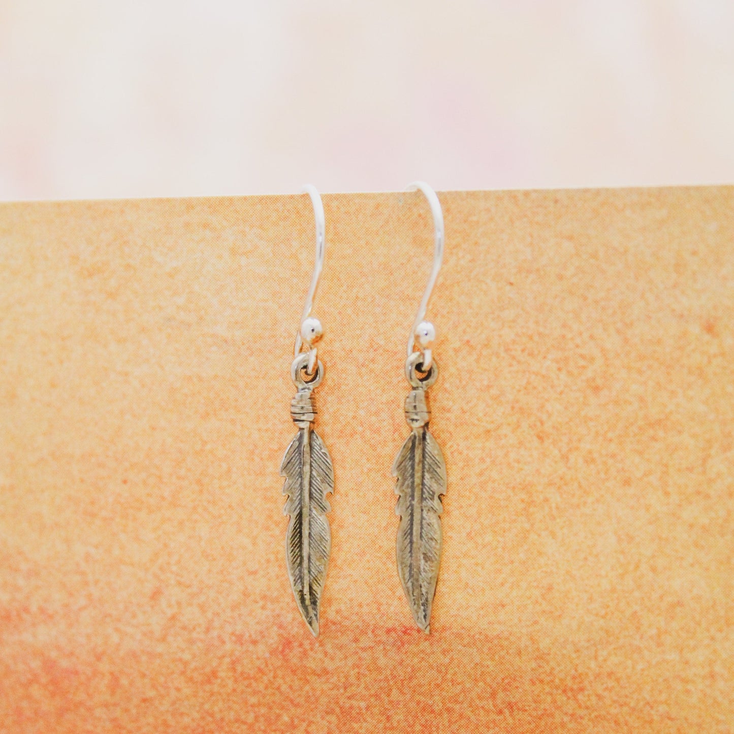 Cute Boho Feather Earrings, Sterling Silver Feather Bohemian Jewelry, Feather Jewelry, Sterling Silver Feather Jewelry Gift, Gifts for Her