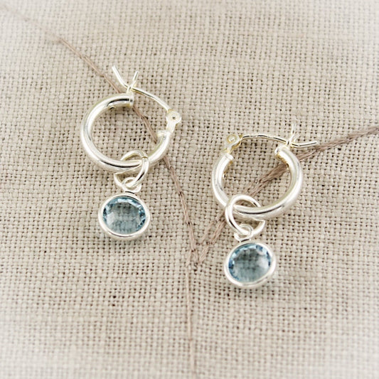 Changeable Hoop Earrings with 10 Pairs of Charms, Everyday Earrings, Interchangeable Earrings, Sterling Silver and Gold Hoop Earrings