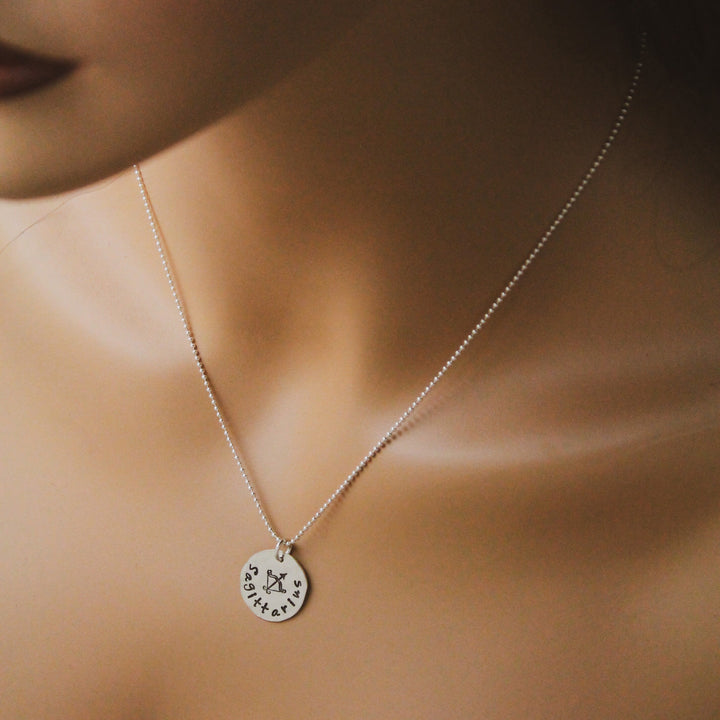 Sagittarius Zodiac Necklace, Sterling Silver Sagittarius Zodiac Necklace, Sagittarius Birthday Jewelry, Cute Zodiac Sign Birthday Gift Her