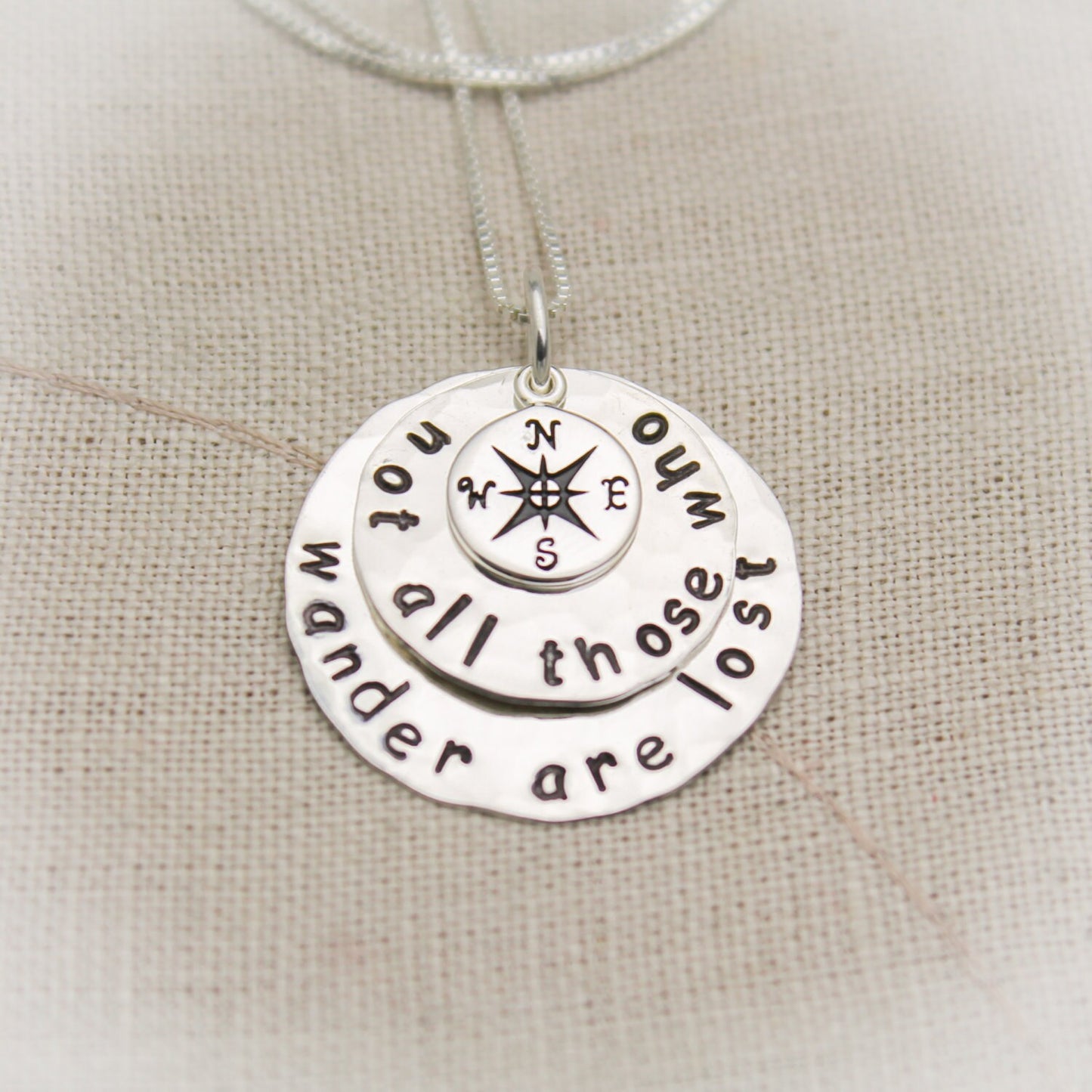 Not All Those Who Wander Are Lost  Necklace Jewelry Compass Necklace Traveler Gift Graduation Gift Hand Stamped Jewelry