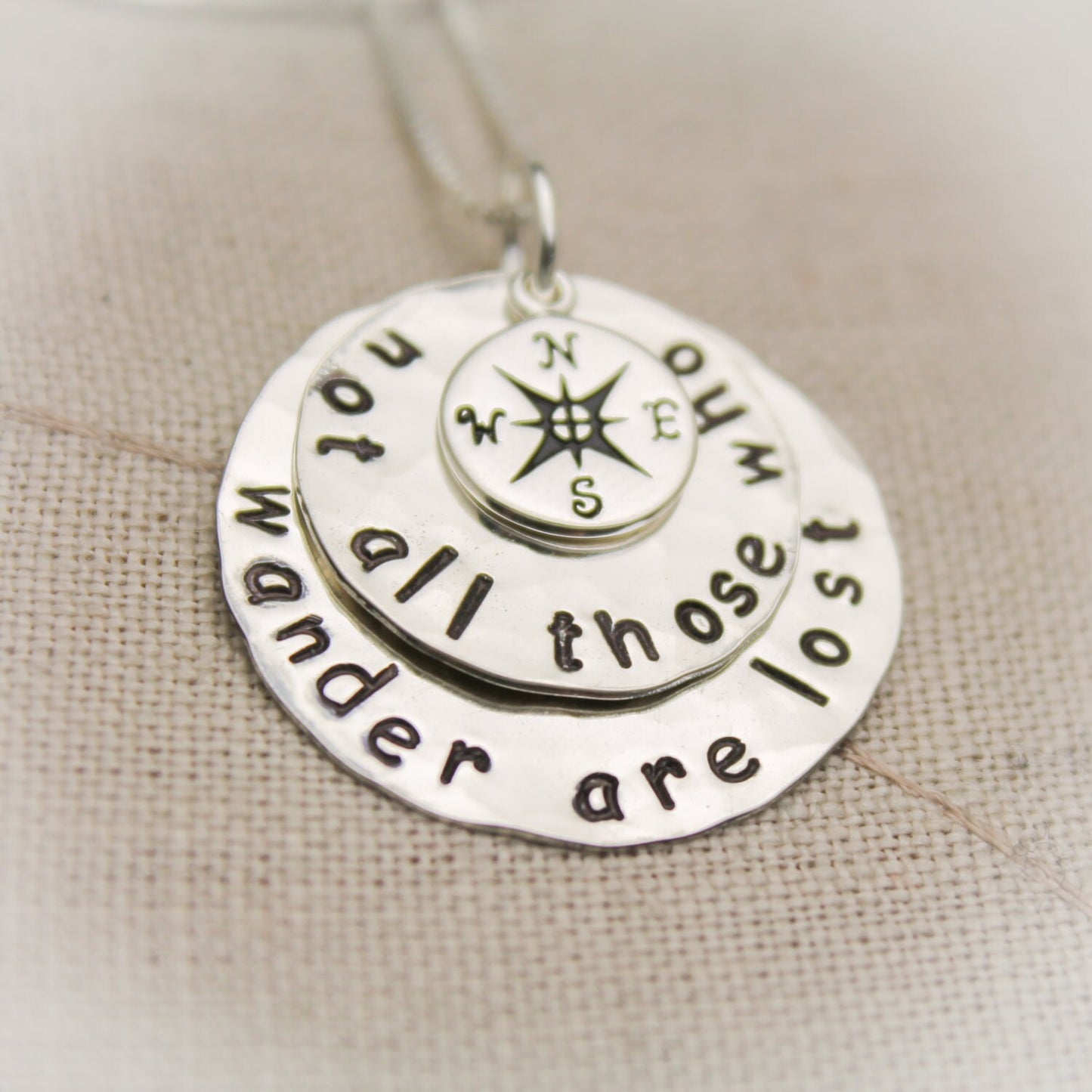 Not All Those Who Wander Are Lost  Necklace Jewelry Compass Necklace Traveler Gift Graduation Gift Hand Stamped Jewelry